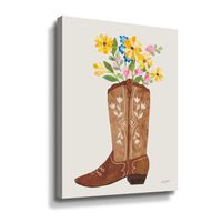 Western Cowgirl Boot VI Gallery Wrapped Canvas Add some country charm to your home with this beautiful wall art print. Display this artwork in your living area with above a vintage camel back sofa and a faux fur rug to compliment the wall decor. Hang this wall art in the study next to a time worn book Winston Porter Format: Wrapped Canvas, Size: 48" H x 36" W x 2" D | Winston Porter Western Cowgirl Boot VI Gallery Wrapped Floater-Framed Canvas 48.0 H x 36.0 W x 2.0 D in whiteCanvas, Faux Fur in