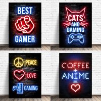 Nordic Gaming Gamer Quotes Art Posters And Prints Canvas Painting Wall Pictures For Boys Game Room Decor Home Decor (not Neon) - Painting & Calligraphy - AliExpress