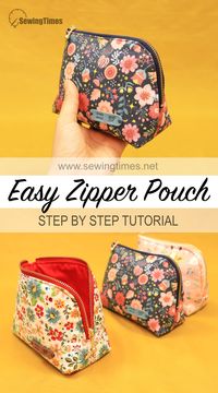 Easy Zippered Pouch Tutorial with Flat Bottom 📌 DIY Sewing for Beginners