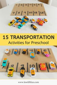 Looking for preschool activities about transportation?! These low prep activities are the best for toddler learning at home, easy crafts, and preschool fun!  These transportation themed preschool activities are engaging for 2 year old, 3 year old, and 4 year old learning.   Kids love these sensory bins, toddler crafts, and outdoor play activities! Click for details on 15+ activities about transportation for kids!