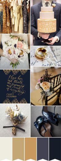 Wedding colour palette - various shades of Dark Blue and Gold