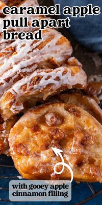 Gooey apples, cinnamon and caramel in every bite. This easy Caramel Apple Pull Apart Bread uses a quick biscuit dough for a tender flaky loaf.