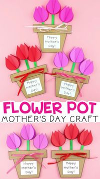 Mother's Day Flower Pot Craft -Easy gift for kids to make for Mom! Mom and grandma will love this Mother's Day flower pot craft as a simple Mother's Day gift. Easy flower craft for kids to make for Mothers Day. #iheartcraftythings