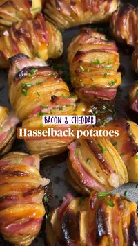 Ingredients:  • 500g baby potatoes  • 3-4 rashers of bacon  • 100g cheddar cheese  • Olive oil to roast  • Salt to taste  For the honey & mustard glaze  • 2 tbsp honey  • 1 tbsp dijon mustard  • 1 tsp lemon juice, optional  Instructions:  • 1. Preheat the oven to 200ºC.  • 2. Wash your potatoes and carefully slice small slits, being mindful to not chop all the way through.  • 3. Drizzle the potatoes with olive oil and sprinkle with salt, and roast in the oven for 25 mins, until golden brown.  • 4. Make the honey mustard glaze  • 5. After 25 mins, take the potatoes out and stuff the slits with small squares of bacon and cheddar, alternating as you go.  • 6. Brush the stuffed potatoes with the honey mustard glaze and put them back in the oven for another 15 mins, or until the cheese is me