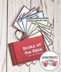 66 colorful flashcards displaying the books of the Bible: The Law, History, Poetry, Major Prophets, Minor Prophets, The Gospels, Church History, Letters, and Prophecy.