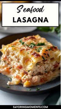 Treat yourself to the ultimate seafood lasagna with lobster and shrimp! This decadent, restaurant-style dish features tender seafood layers and a creamy, flavorful sauce that will make any dinner special.  #UltimateSeafoodLasagna #LobsterLasagna #ShrimpLasagna #SeafoodLovers #GourmetLasagna #SeafoodDinner #PastaBake #RestaurantStyleRecipe #DinnerIdeas