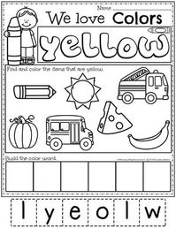 Preschool Color Worksheets - yellow #preschoolworksheets #colorworksheets #Planningplaytime