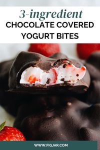 Chocolate Covered Yogurt Bites made with fresh berries, yogurt and dark chocolate! These yogurt bites are the perfect, healthyish no-bake treat for summer.