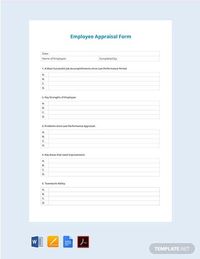 Instantly Download Free Sample Employee Appraisal Form Template, Sample & Example in PDF, Microsoft Word (DOC), Apple Pages Format. Available in A4 & US Sizes. Quickly Customize. Easily Editable & Printable.