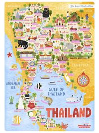 Thailand Southeast Asia Map Art Print Wall Art Poster | Etsy