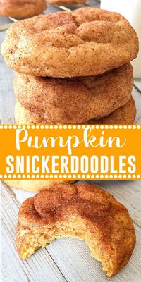 These Pumpkin Snickerdoodles are the perfect fall cookies. They are a fun twist on the classic snickerdoodle with the perfect amount of pumpkin spice. #FallCookies #PumpkinRecipes