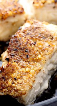 Pecan Encrusted Halibut Recipe ~ a deliciously simple, yet impressive way to prepare the steak of seafood.