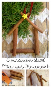 Make your own Cinnamon Stick Manger Ornament for an ornament that will become a favorite keepsake and smells so very good