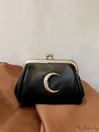 BirdinBag - Metallic Moon Decor Kiss Lock Coin Purse