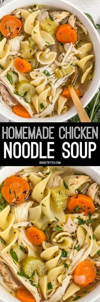 The chunky vegetables and tender egg noodles in this savory Homemade Chicken Noodle Soup will fill your belly and soothe your soul. @budgetbytes