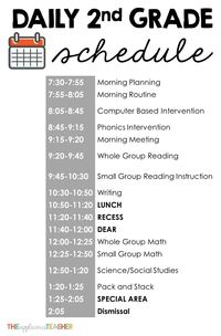 peek at my second grade daily schedule. We don't always get through it all, but everyday we try!