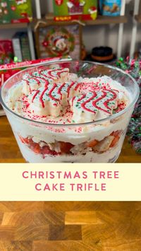 Christmas Tree Cake Trifle 🎄The finale to this year’s first Christmas Movie Weekend 🎄 The movie playing tonight on @hallmarkchannel is called Scouting for Christmas, and it’s about a baker 😍🍰 so of course I had to make something sweet 😉 Here’s the breakdown: (for a smaller trifle just cut everything in half) 2 packages of Christmas Tree Cakes 2 cups of heavy whipping cream 8 oz cream cheese 1/2 c powdered sugar 2 tsp vanilla extract 1 tsp almond extract 1-2 pints of strawberries, chopped i...