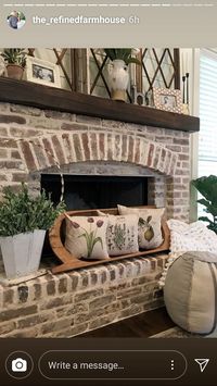 Brick fireplace