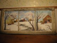 Antique winter scene on old barn window from by KatesKollectables, $275.00