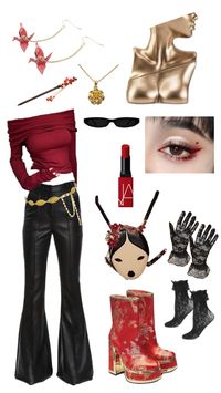 Koi red playboy boots outfit inspo, Chinese new year style inspired