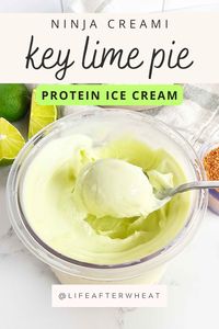 Looking for Ninja Creami recipes? This key lime pie ice cream boasts 26 grams of protein per serving while also tasting incredibly delicious. It's super creamy and has the perfect balance of flavors. This is a kid friendly recipe, my teens love making it for a healthy, protein-packed breakfast (OK, my toddler loves it for breakfast too), and I like to enjoy it as a healthy treat. If you're looking for healthy ice cream, this is it.