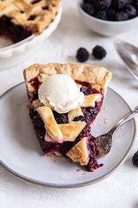 This Blackberry Pie has been called the best by many a taste-tester! With a sweet blackberry filling and an all-butter flaky pie crust.