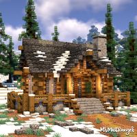 A super cute little minecraft log cabin that also has a full survival interior with storage and beds etc.