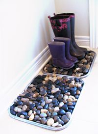 made these wonderful boot mats for our entry way. they look great and now I am not scrubbing the hardwood floor every other day to keep the snow smudge off!