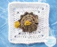 Crochet Puffer Fish Applique and Granny Square Free Crochet Pattern - Ocean Themed Blanket - Maria's Blue Crayon