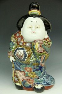 Antique Edo Period Museum Quality Kutani-yaki 九谷焼 Porcelain Okimono or Statue of Okame- Otafuku, Signed collection at The Many Faces of Japan! at @meredith2504 on Ruby Lane