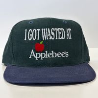 I GOT WASTED AT Applebees my Vintage Mid Green Crown Funny Strapback C – Old School Hats