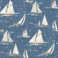 Chesapeake Leeward Navy Sailboat Matte Paper Pre-Pasted Wallpaper 4071-71035 - The Home Depot