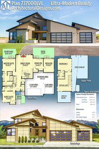 Architectural Designs Modern House Plan 737000LVL gives you 3 beds, 3 baths and over 2,500 square feet of heated living space. Ready when you are. Where do YOU want to build? #737000LVL #adhouseplans #architecturaldesigns #houseplan #architecture #newhome #newconstruction #newhouse #homedesign #dreamhome #dreamhouse #homeplan #architecture #architect #modernhouse #modernhome #modern