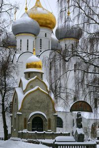 Novodevichy Convent in Winter, Moscow, Russia. The convent was founded in 1524. Peter the Great's sister, Sophia, and his first wife, Eudoxia, once lived in the convent.