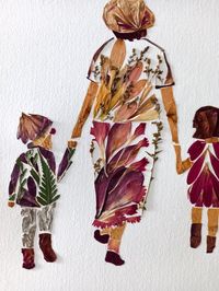 Grandma w/ Grandkids × Pressed Flower Art