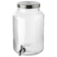 VARDAGEN Beverage dispenser, 5.3 qt. A jar with a tap can lift any party! Together with the stand in the same series, it’s easy for guests to refill their glasses with water, lemonade or punch. Body: Glass.