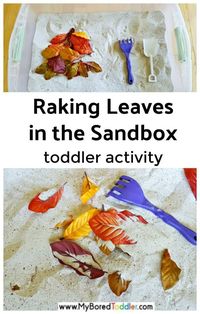 Raking Leaves Fall Sand Play! #myboredtoddler #crafts #activities #fallcrafts #fallactivities #sensory