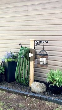 1.5K views · 38K reactions | We have a 100’ garden hose, that was always a mess and spread all over the lawn,  at the lake. This DIY garden hose reel is the perfect solution to keep it contained and beautiful. | The Orderly Lifestyle