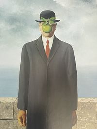 "🥰 René Magritte, The Son of Man, Print, Reproduction, Surrealism, Painting, Book Page, Colorplate, Art, Vintage, Collectible, ~ WH-04 1067 🥰 DESCRIPTION René Magritte's \"The Son of Man\" is a timeless masterpiece that captures the essence of surrealism. Now, you can bring this iconic image into your home with a high-quality print reproduction. This stunning artwork will add an element of intrigue and mystery to any room, sparking conversation and stimulating the imagination. Made with the ut