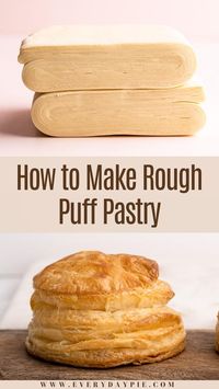 Rough Puff Pastry, also known as Blitz Puff Pastry is a more streamlined and less fussy version of the classic French pastry dough. Used for so many different desserts, this layered flaky and buttery pastry is easier to make than you think! This extensive tutorial walks through all the steps on how to make this shortcut rough puff with step-by-step photos, video and lots of tips!