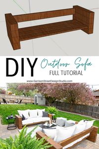 5 DIY Building Projects To Try Right Now | ©GarrisonStreetDesignStudio | DIY Outdoor Sofa | Outdoor Furniture | DIY | Wood | Rustic | Modern | Easy | Ideas | Cushions | Cheap | Comfortable | On a Budget | Lounge | Restoration Hardware Aspen Collection | Knockoff | Patio | Porch | Deck | Couch |Sofa | Build | Stain | Seating | Timbers | Lumber | 6x6 | Backyard | Yard | Affordable | Comfy | Railroad Ties |Tutorial | Bench | Patio Furniture | Summer | Outdoor | Living | Oasis | Spaces