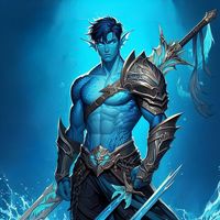 D&D Character Blue Male Triton Paladin Ai Art