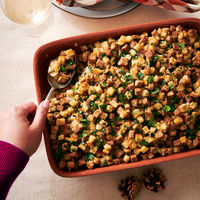 This classic holiday side dish is easy and quick, thanks to precut veggies and stuffing cubes.