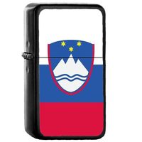 Slovenia Country National Emblem Flag - Oil Flip Top Black Lighters 2372