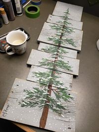 This unique piece is approx. 36" x apprx. 12" This snow-covered tree with falling snow can be used for Christmas decorating and can be used all winter long! Perfect for that skinny wall space or just lean it against the wall. **All of my creations are made of reclaimed boards. They are hand painted and are made after they are ordered. Although I try to duplicate the original as closely as possible, there may be slight variations because no two boards are identical. Paintings may vary in size by