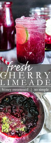 Honey Sweetened Fresh Cherry Limeade | Vanilla And Bean