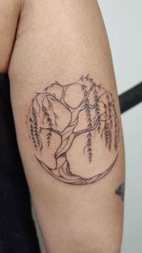 Fine line dainty tattoo botanical handpoke tattoo stick and poke plant tattoo tree tattoo