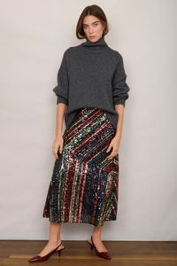 Carrie Sequin Skirt - Stripe Multi – WYSE London