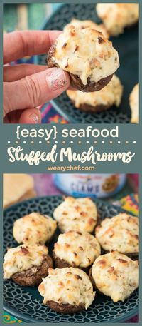 You only need a few simple ingredients to make these scrumptious Seafood Stuffed Mushrooms! They will be the star of any party!