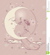 Beautiful Poster In Art Nouveau Style With Party Woman And Moon In Starry Sky Stock Vector - Illustration of design, girl: 91718026